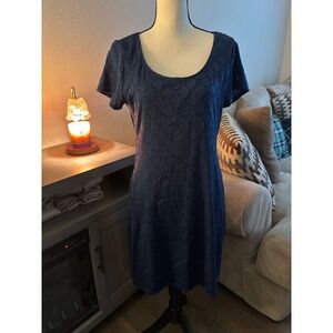Isaac Mizrahi dress large blue short sleeve‎